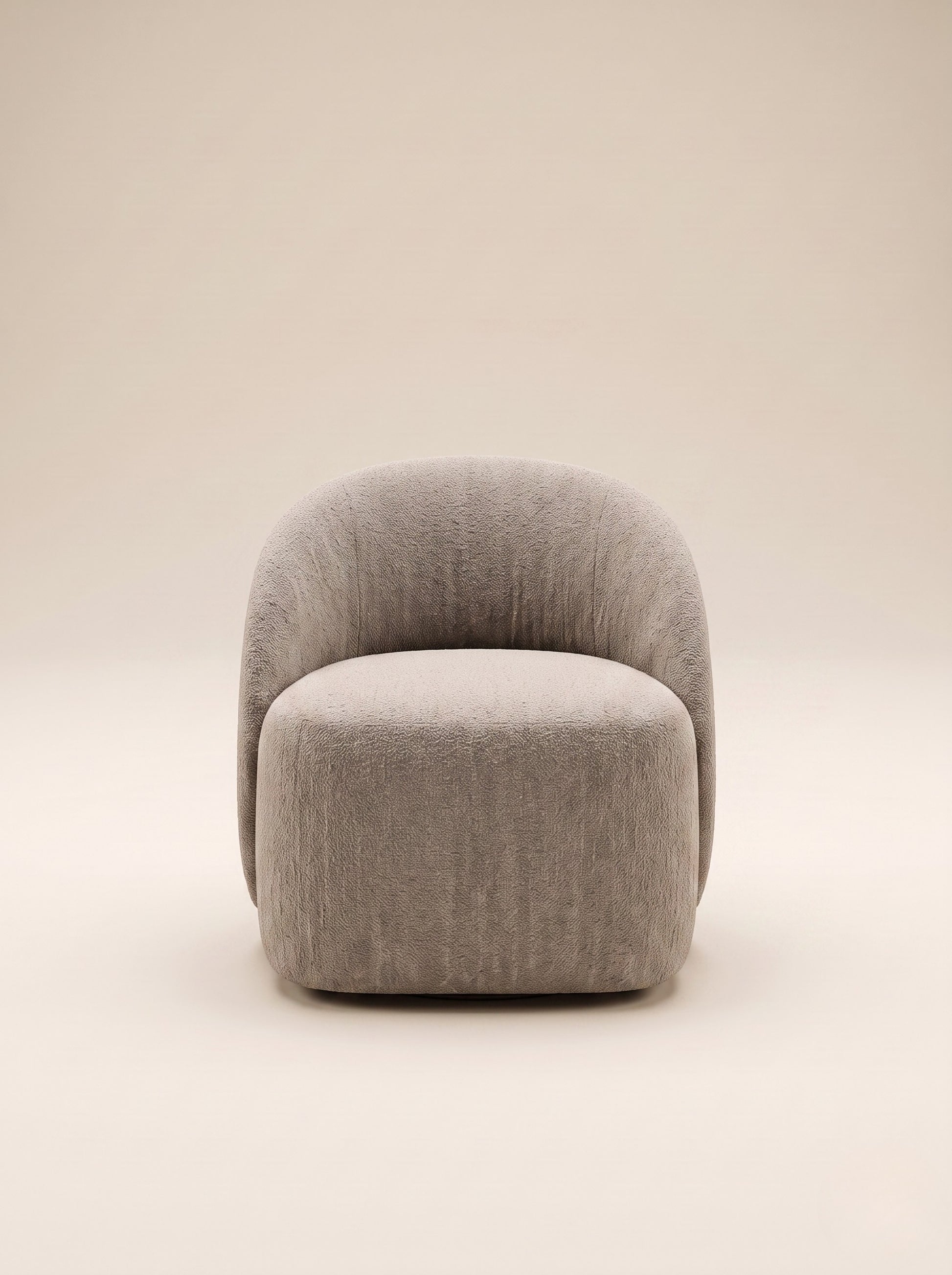 Supellex Home poltrona Seyei tapizada completamente en tela bouclé o texturizada color gris claro - vista frontal