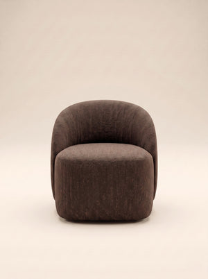Supellex Home poltrona Seyei tapizada completamente en tela bouclé o texturizada color marrón chocolate - vista frontal
