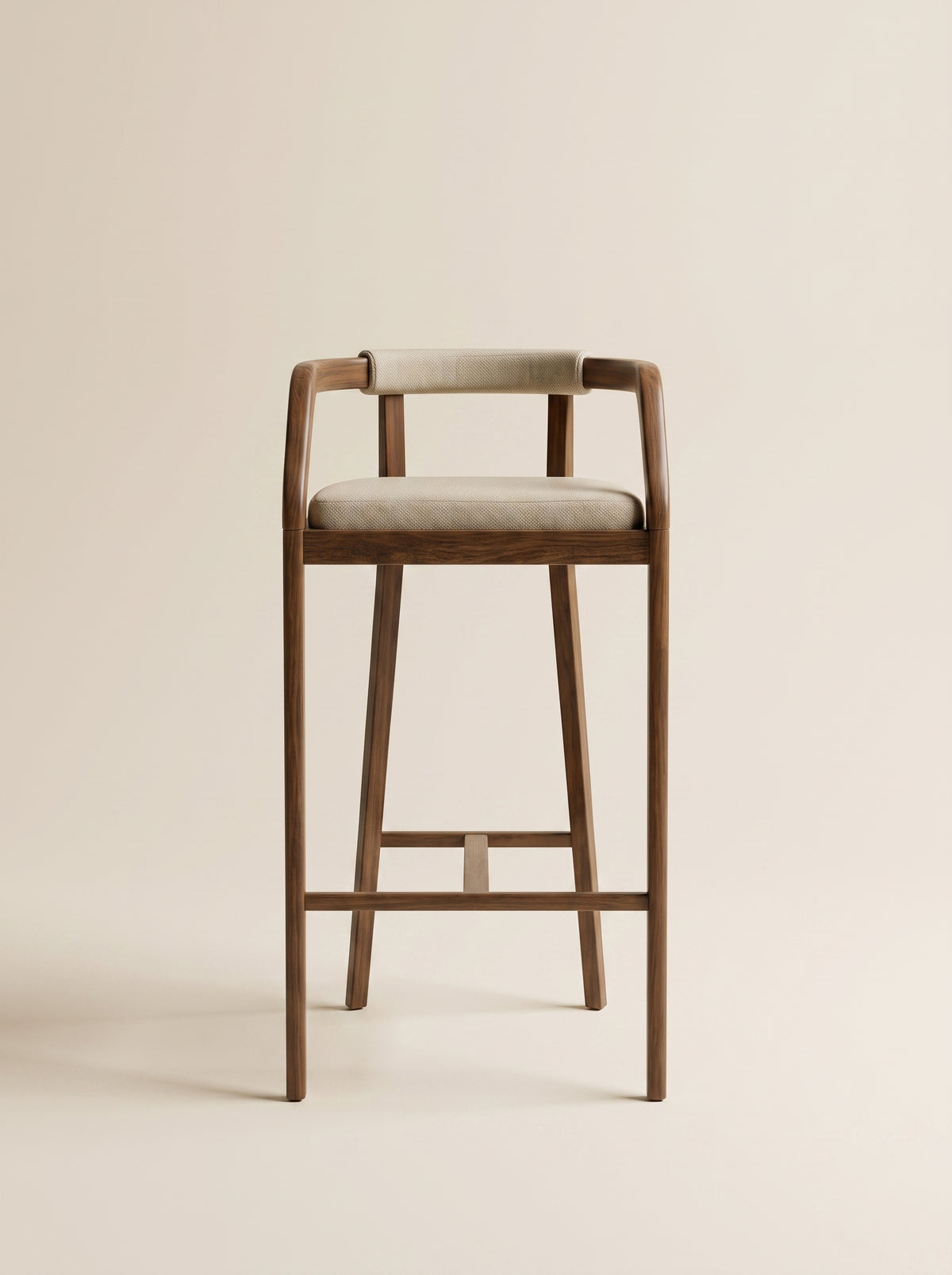 Supellex Home silla de barra Aria color beige con estructura en madera natural - vista frontal