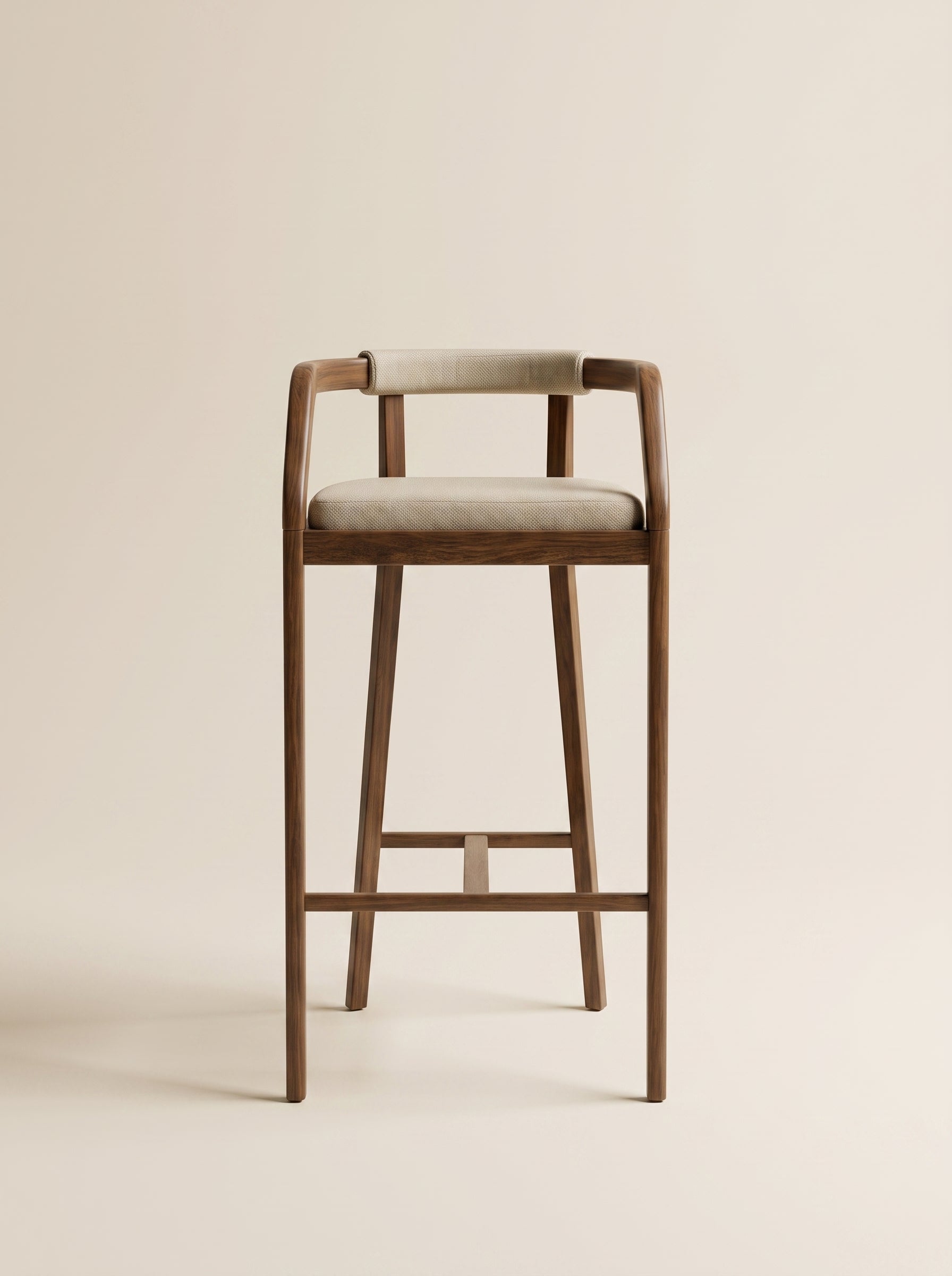 Supellex Home silla de barra Aria color beige con estructura en madera natural - vista frontal