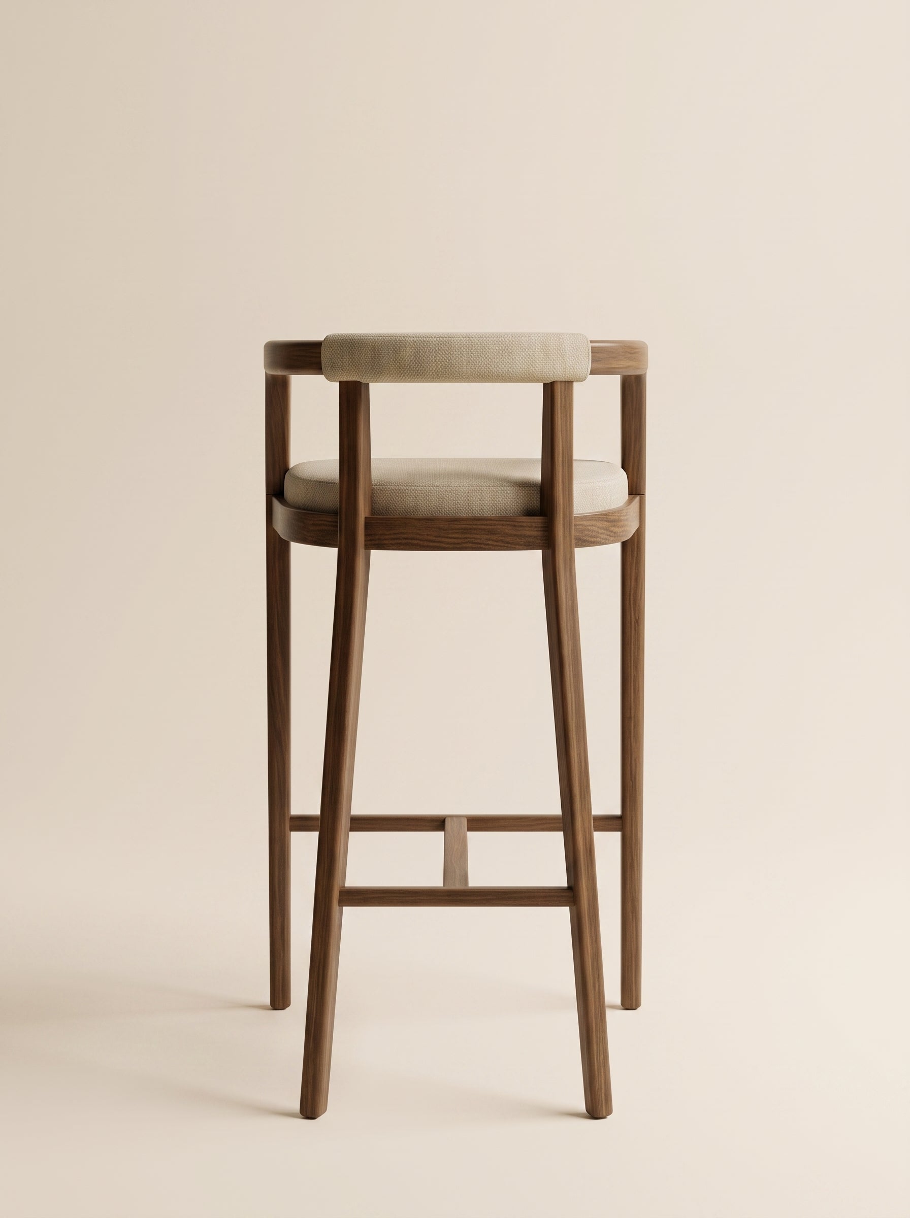 Supellex Home silla de barra Aria color beige con estructura en madera natural - vista posterior