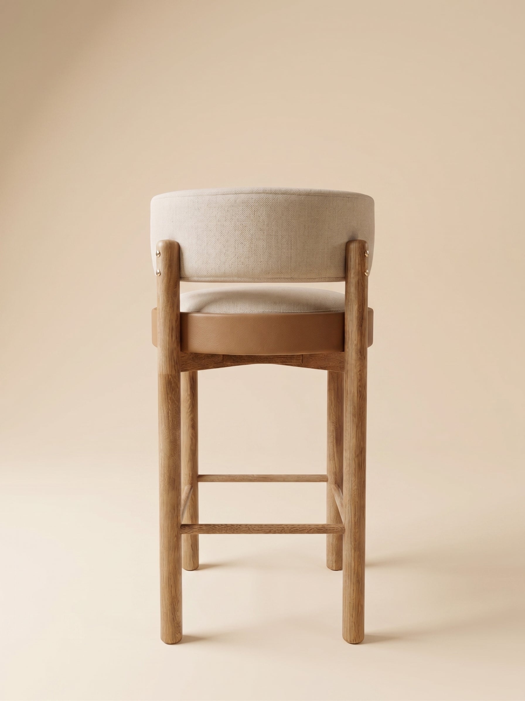 Supellex Home silla de barra Ova color beige con estructura en madera natural - vista posterior