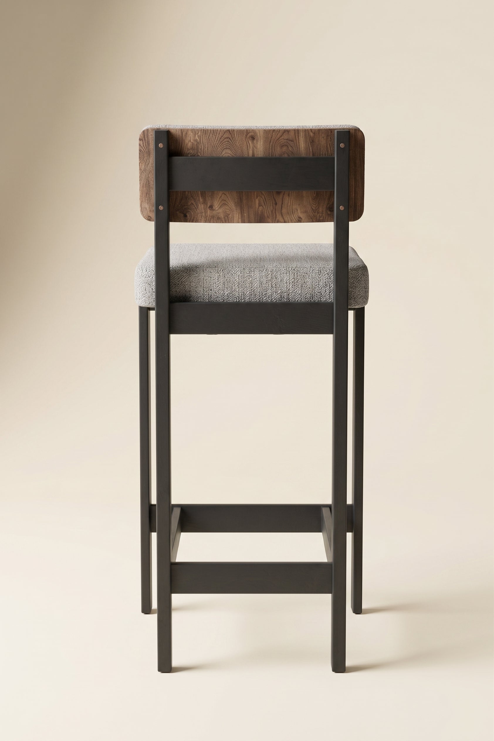 Supellex Home silla de barra Tabella color gris con patas en madera de color negro - vista posterior